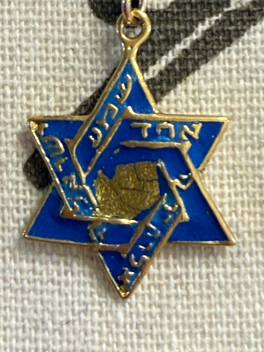 Blue and Gold Star of David Pendant Necklace